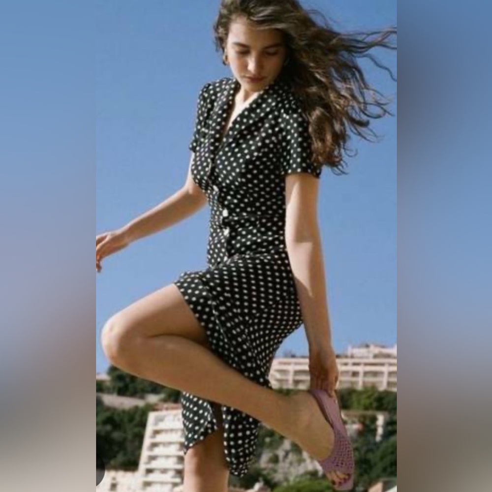 Rouje Marin polka dot dress 38 black white - Picture 2 of 10